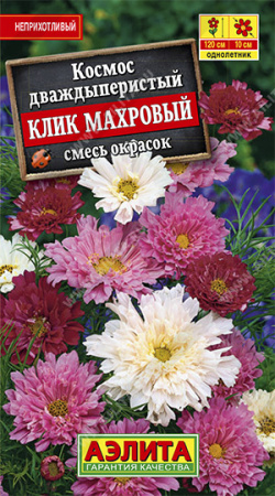 Космос (космея) Клик махровый, смесь окрасок